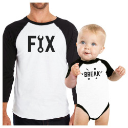 Fix And Break Funny Design Graphic T-Shirt Dad Son Matching Tops
