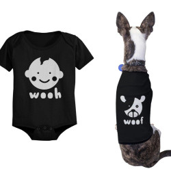 Wooh Baby Onesies and Woof Dog Tshirts Cute Matching Pet and Infant Apparel