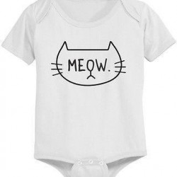 Meow Cat Face Baby Bodysuit - Pre-Shrunk Cotton Snap-On Style Baby Bodysuit