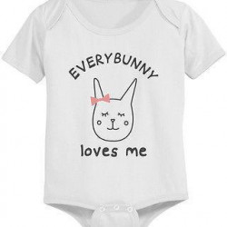 Everybunny Loves Me Baby Bodysuit - Pre-Shrunk Cotton Snap-On Style Baby Bodysuit