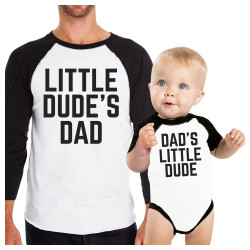 Little Dude Funny Matching Baseball Shirts Gifts For Dad and Son
