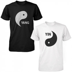 Yin Yang Black and White Shirts Matching Tshirts Cute Asian Couple Tees