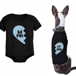 Best Friend Half Heart Matching Baby Onesies and Dog Shirts Pet and Infant Apparel