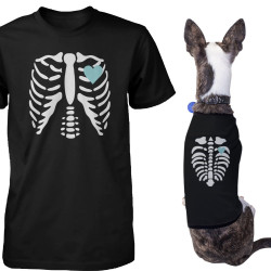 Skeleton Matching Pet and Owner T-shirts for Halloween Dog and Human Apparel