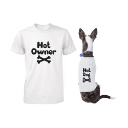 Hot Owner and Hot Dog Matching Tee for Pet and Owner Puppy and Human Apparel