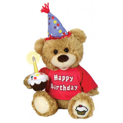 Happy Birthday Light Up Candle Plush Bear