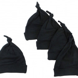 Black Knotted Baby Cap (pack Of 5)