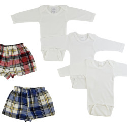 Infant Long Sleeve Onezies And Boxer Shorts