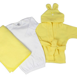 Neutral Newborn Baby 3 Pc  Set (gown, Robe, Fleece Blanket)